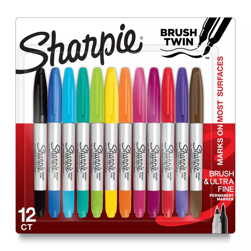 Sharpie Brush Twin Permanent Markers Set of 12