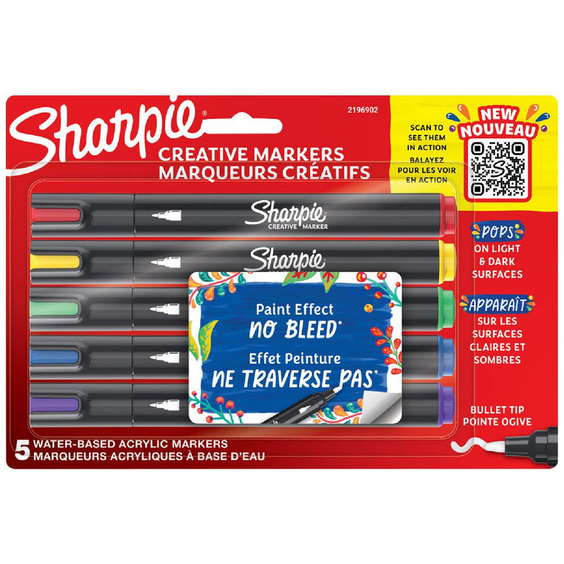 Sharpie Creative Bullet Tip Water-Based Acrylic Markers Set of 5