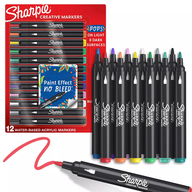 Sharpie Creative Bullet Tip Water-Based Acrylic Markers Set of 12