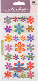 American Crafts Sticko Funky Flowers 25 Piece Sticker Pack