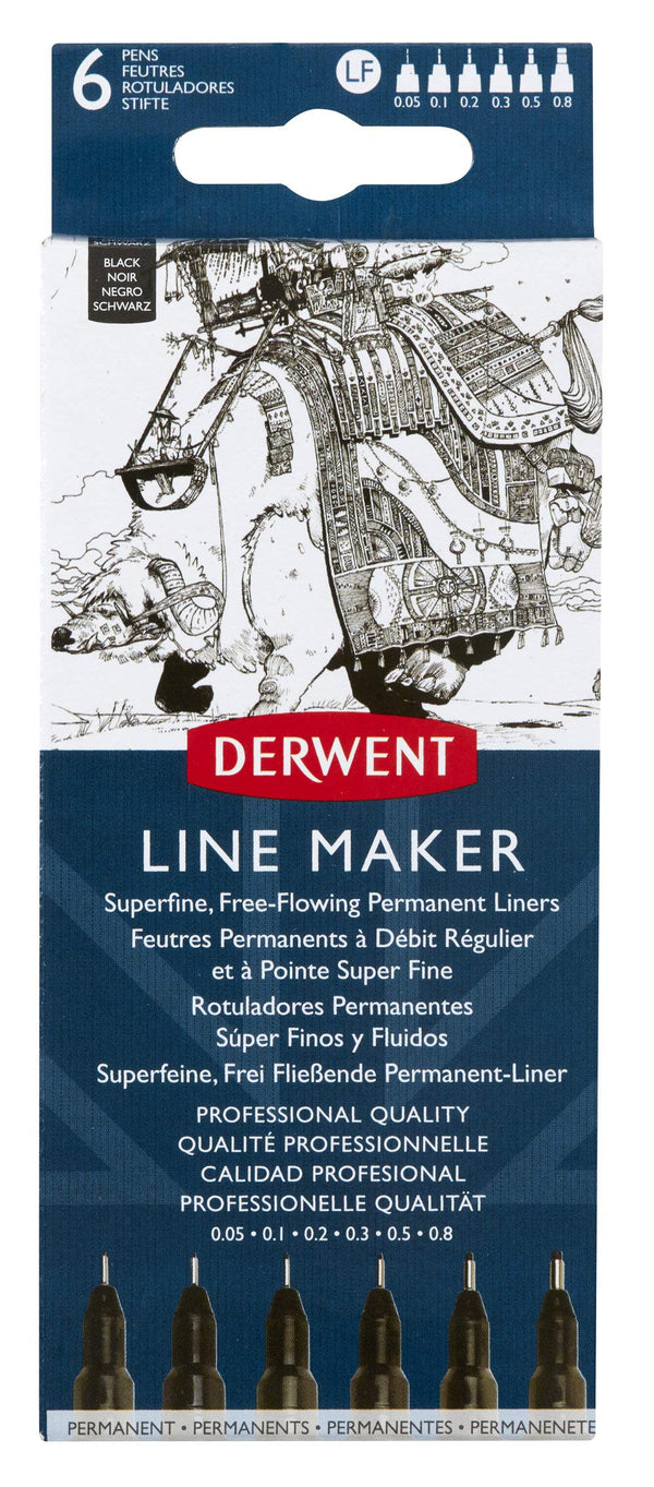 Derwent Black Line Makers Set Of 6