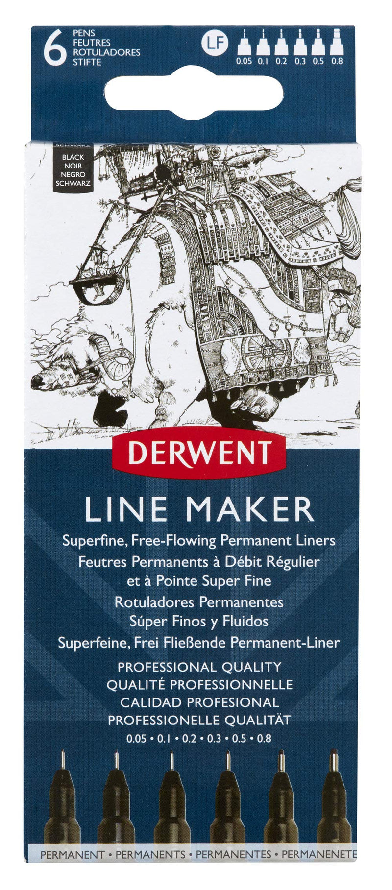 Derwent Black Line Makers Set Of 6
