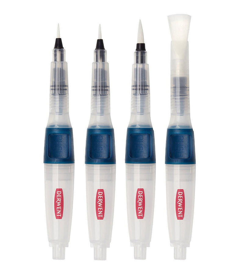 Derwent Push Button Waterbrushes Set of 4