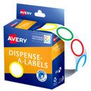 Avery Label Dispenser Assorted Rings Round 24mm Pack of 300