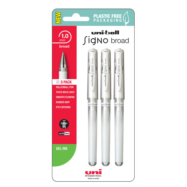 Uni Signo Broad 1.00mm Pens White Pack of 3