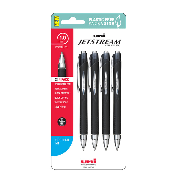 Uni Jetstream 1.0mm Medium Retractable Pens Pack of 4#Colour_BLACK