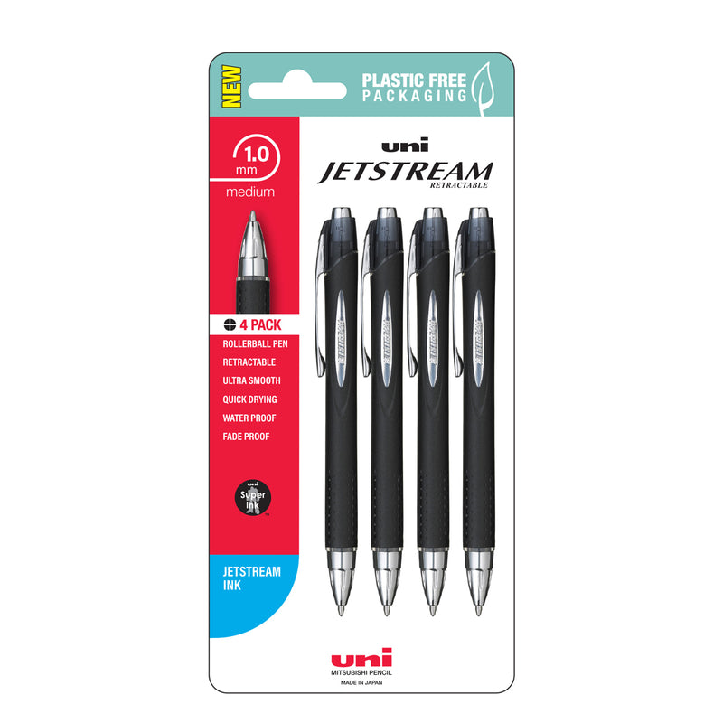 Uni Jetstream 1.0mm Medium Retractable Pens Pack of 4