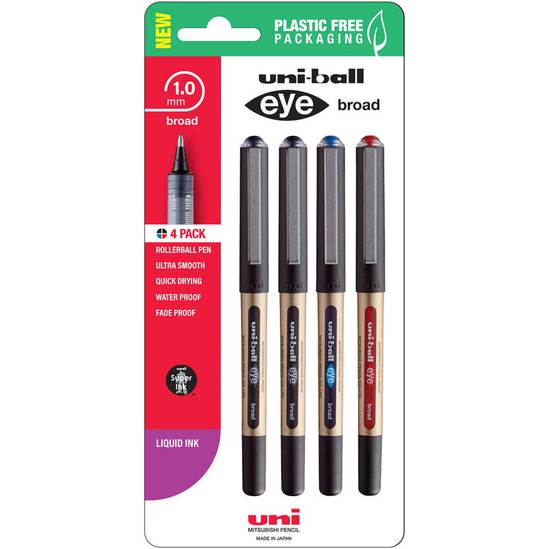 Uni Eye 1.0mm Broad Capped Pens Assorted Pack of 4