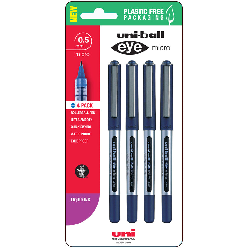 Uni Eye 0.5mm Micro Capped Pens Pack of 4