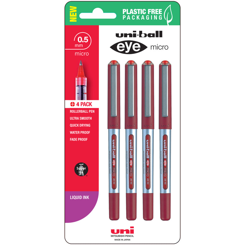 Uni Eye 0.5mm Micro Capped Pens Pack of 4