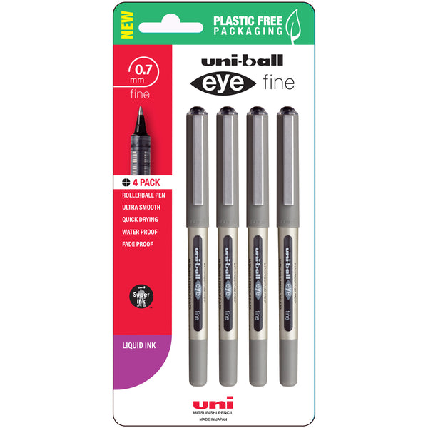 Uni Eye 0.7mm Fine Capped Pens Pack of 4#Colour_BLACK