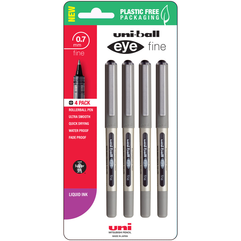 Uni Eye 0.7mm Fine Capped Pens Pack of 4