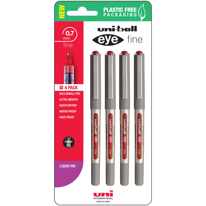 Uni Eye 0.7mm Fine Capped Pens Pack of 4