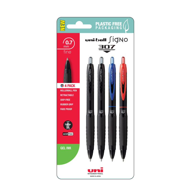 Uni Signo 307 0.7mm Fine Retractable Pens Pack of 4