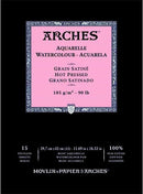 Arches Watercolour Natural White Pad 185gsm Hot Pressed 15 Sheet