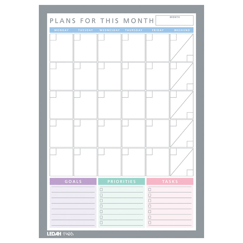 Ledah Pastels Monthly Desk Planner 20 Sheets Undated