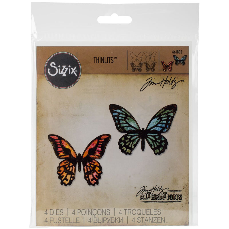 Sizzix by Tim Holtz Mini Detailed Butterflies Thinlits Dies 4 Pieces