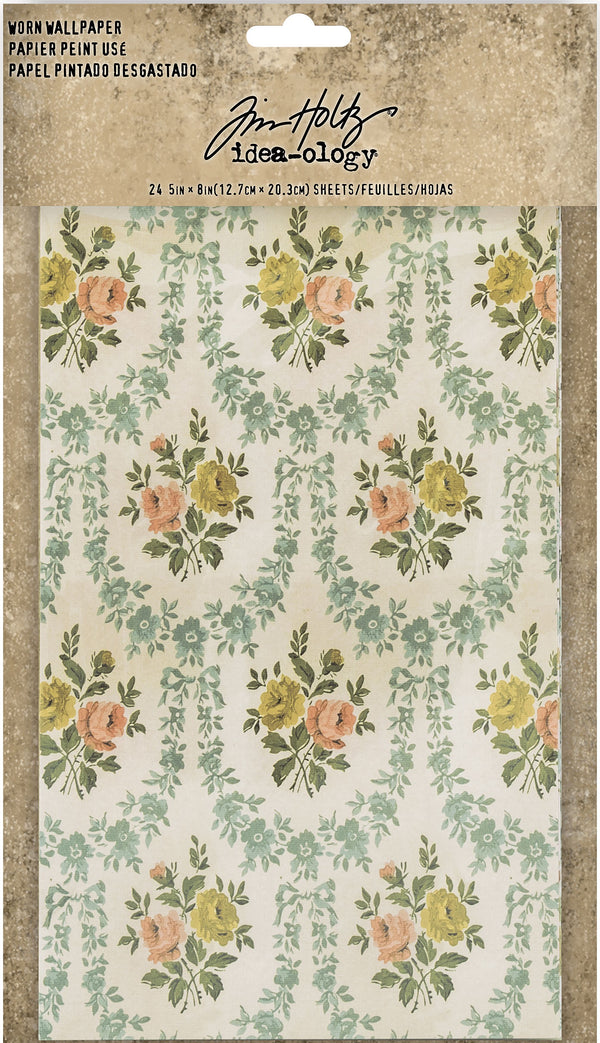 Tim Holtz Idea-Ology 5"X8" Worn Wallpaper 24 Pieces