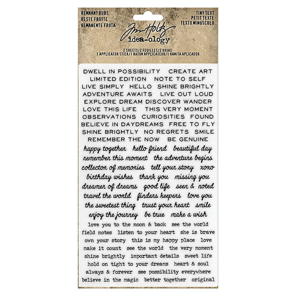 Tim Holtz Idea-Ology 4.75"X7.75" Remnant Rubs Tiny Text 2 Sheets