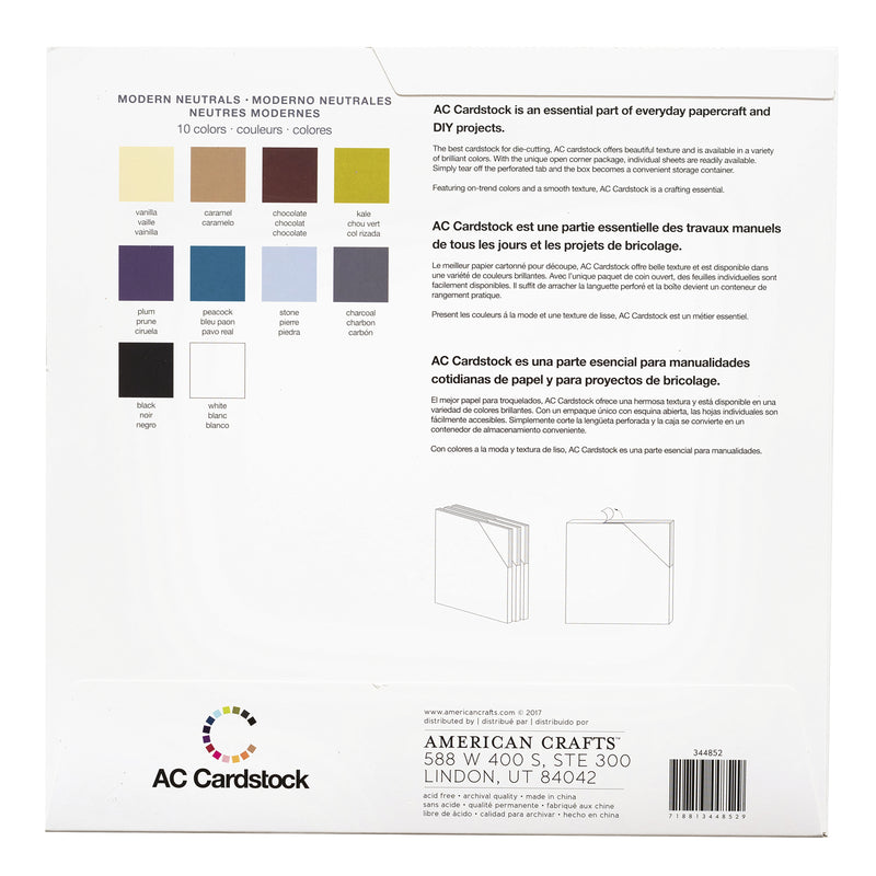 American Crafts 12" x 12" Smooth 60 Sheets Modern Neutrals Variety Pack