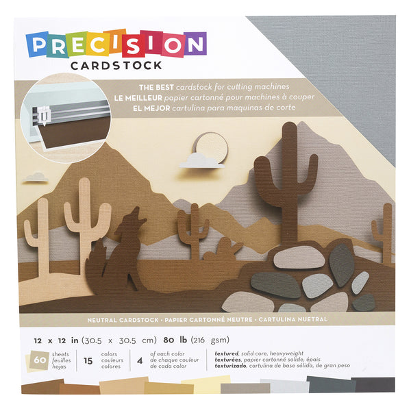 American Crafts 12" x 12" Textured 60 Sheets Neutral Precision Cardstock