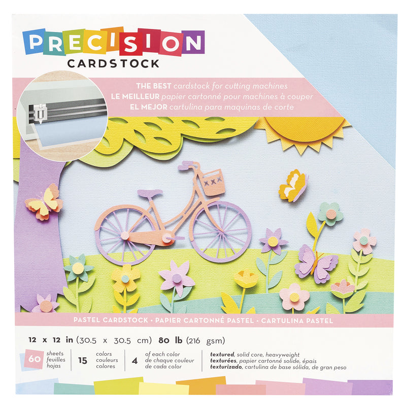 American Crafts 12" x 12" Textured 60 Sheets Pastel Precision Cardstock