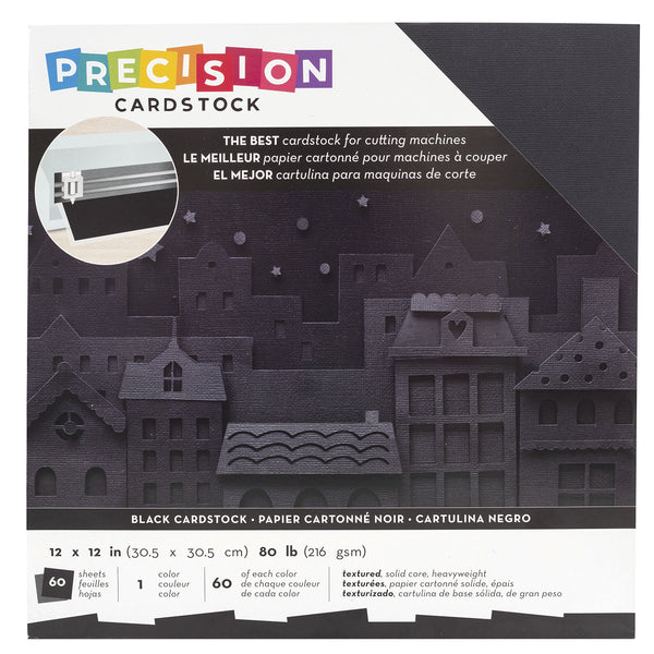 American Crafts 12" x 12" Textured 60 Sheets Black Precision Cardstock