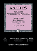Arches Watercolour Natural White Pad 185gsm Hot Pressed 15 Sheet