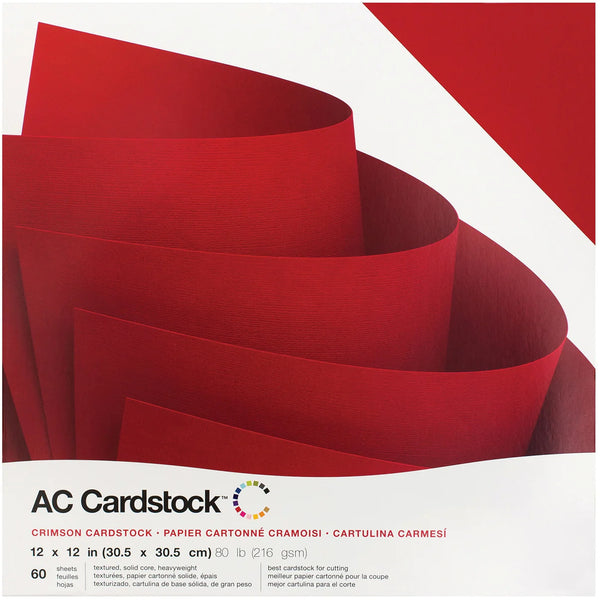 American Crafts 12" x 12" Textured 60 Sheets Crimson Cardstock Variety Pack