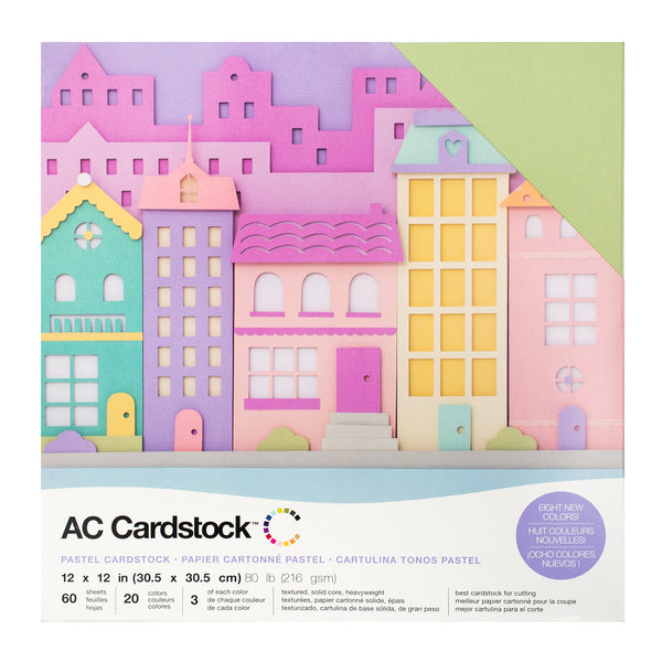 American Crafts 12" x 12" Textured 60 Sheets Pastels Cardstock Variety Pack