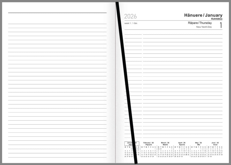 Collins A51 Bilingual English/Te Reo Day to Page Diary Even Year