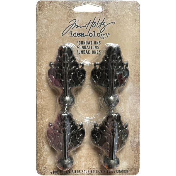Tim Holtz Idea-Ology Antique Nickel Foundations Box Feet 4 Pieces