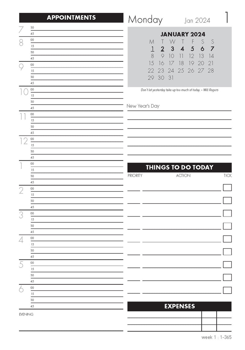 Collins Diary Refill MDA51A-TM Time Manager