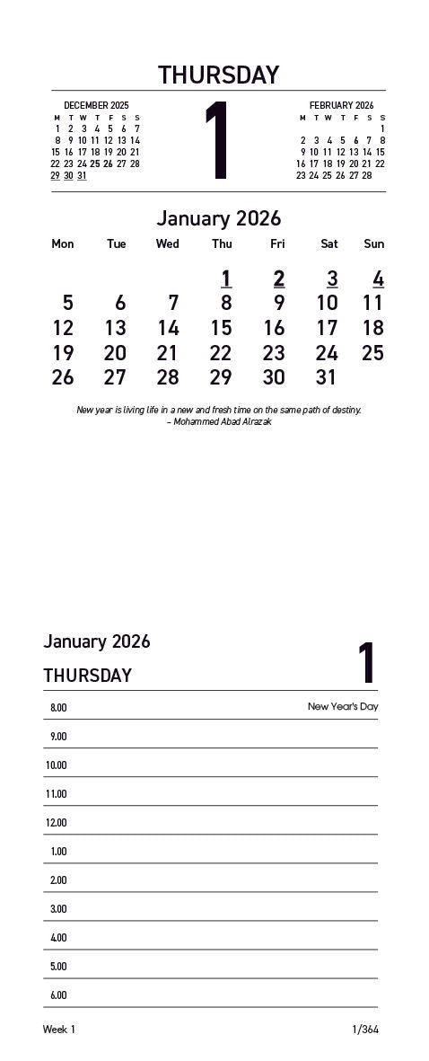 Collins Calendar Refill 13H Top Opening Even Year
