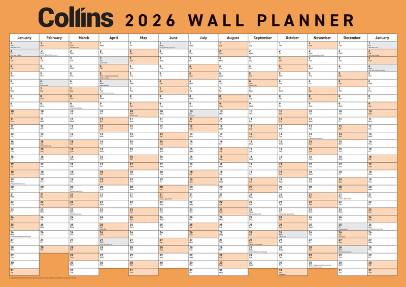 Collins Wallplanners Unlaminated Even Year