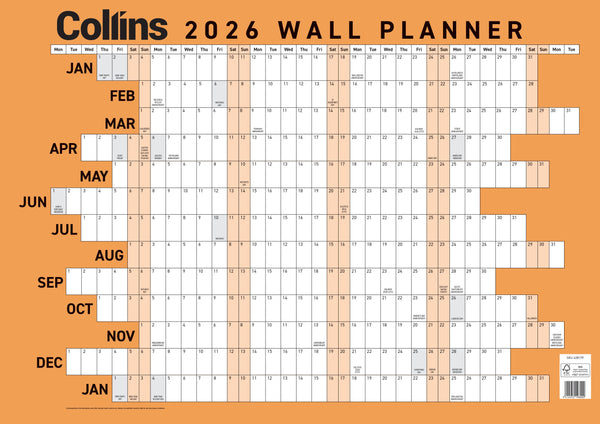 Collins Wallplanners Laminated Even Year