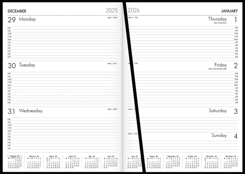 Windsor A43 Week to View Diary Black Even Year