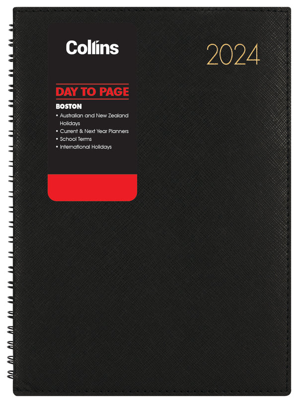 Collins Boston A41 Day To Page Diary Black