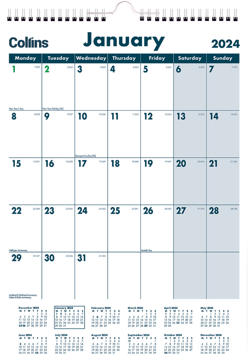 Collins Calendar A3 Month To View Laminated