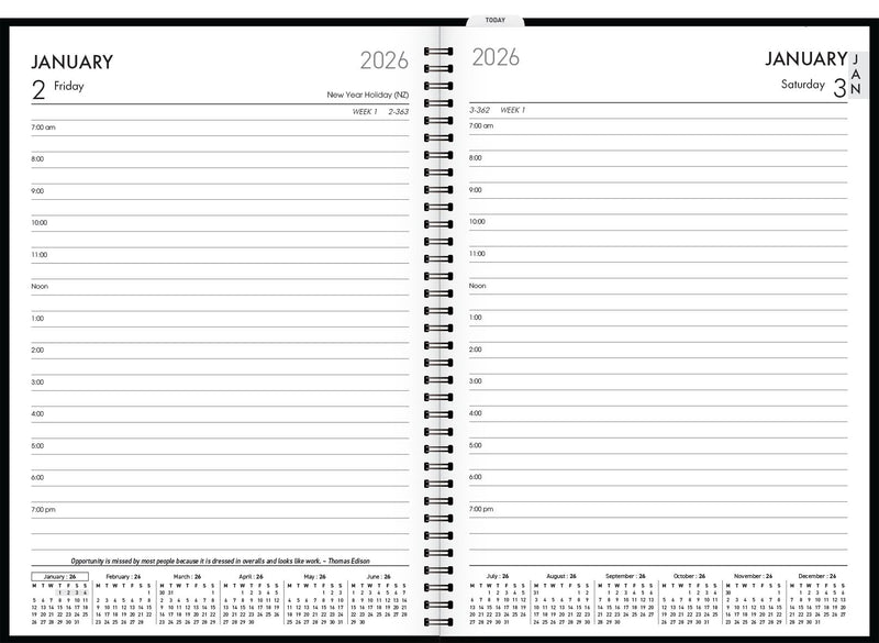 Collins Platinum A51 Day to Page Diary Black Wiro Even Year