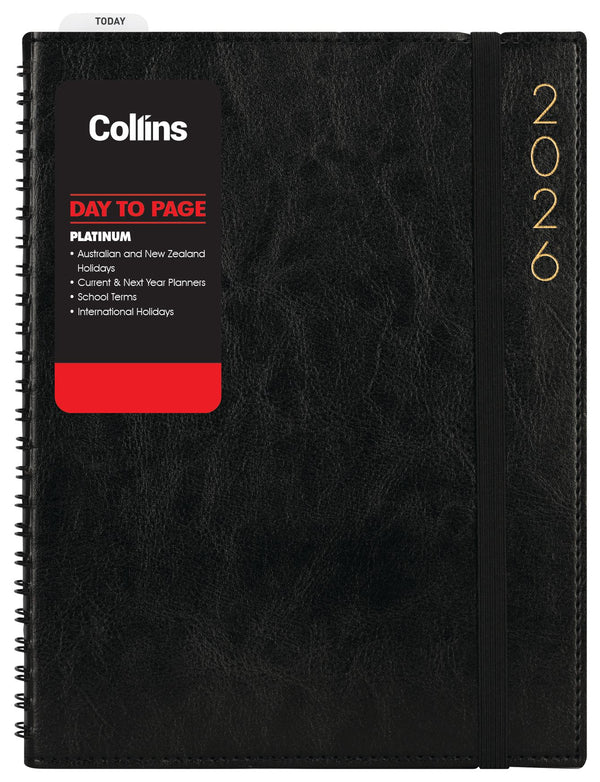 Collins Platinum A51 Day to Page Diary Black Wiro Even Year