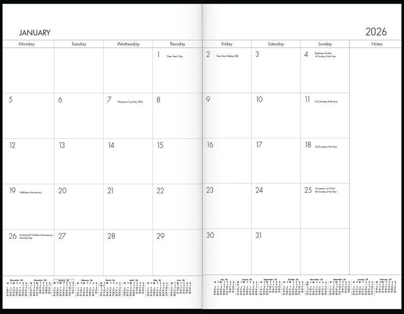 Collins Diary Planner Monthly A4 PVC Cover Black Even Year