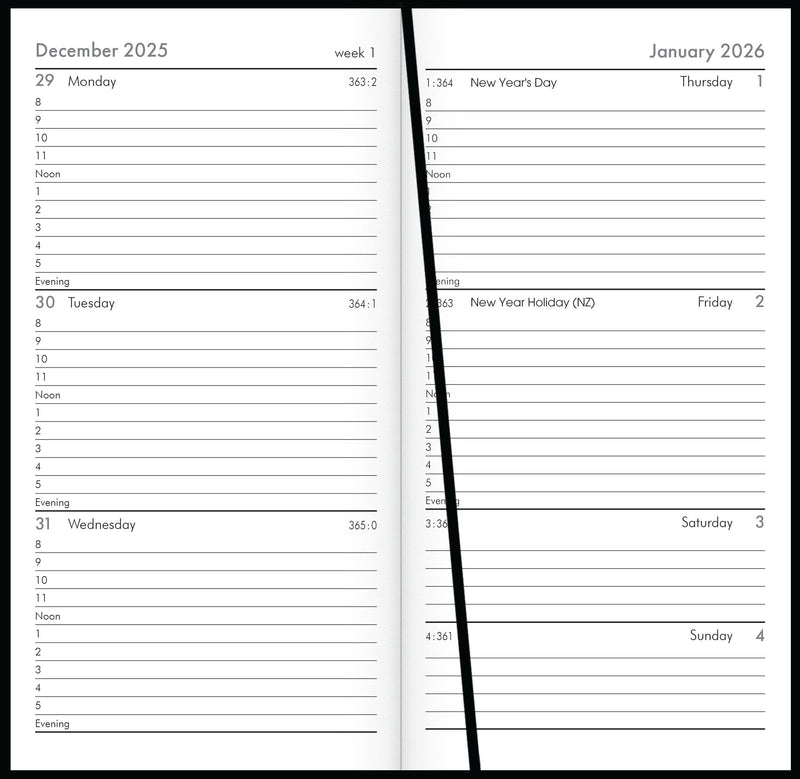 Collins CW3 Appointment Diary Black Even Year 