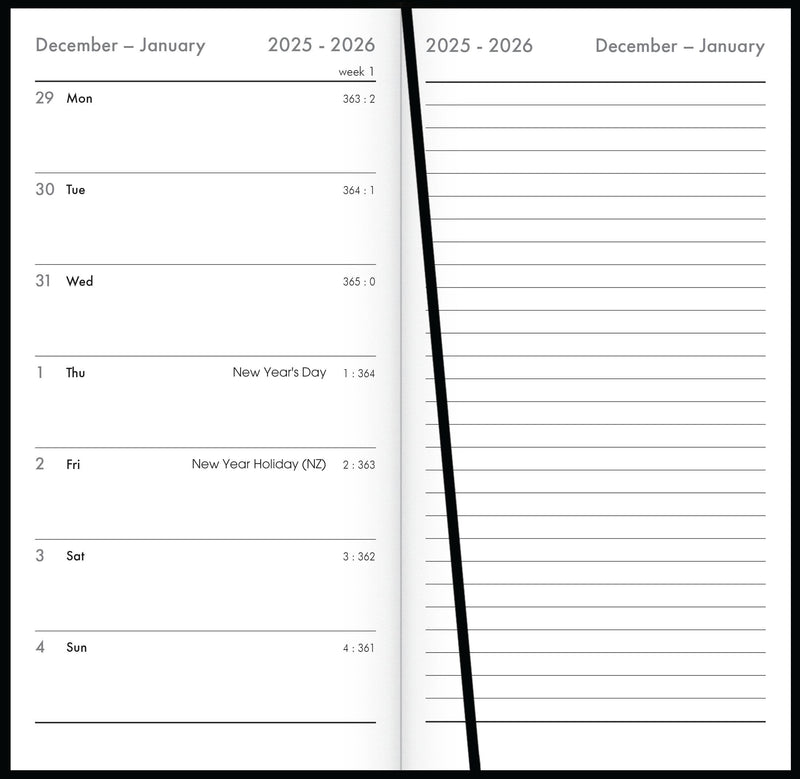 Collins CW7 Notes Diary Black Even Year 