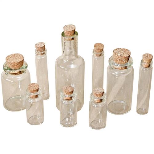 Tim Holtz Idea-Ology Clear Corked Vials 9 Pieces