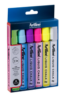 Artline Liquid Chalk Marker Dry Wipe Assorted Wallet Of 6