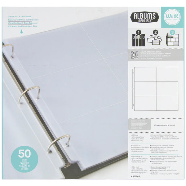 We R Memory Keepers 12" x 12" 6 Pocket Albums Sleeves - Pack of 10