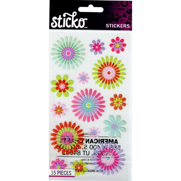 American Crafts Sticko Playful Blooms 15 Piece Sticker Pack