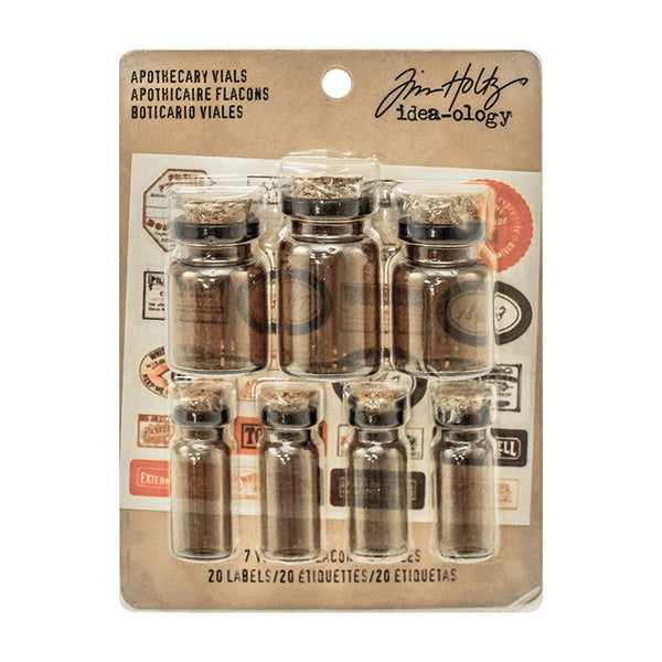 Tim Holtz Idea-Ology Apothecary Corked Vials 7 Pieces