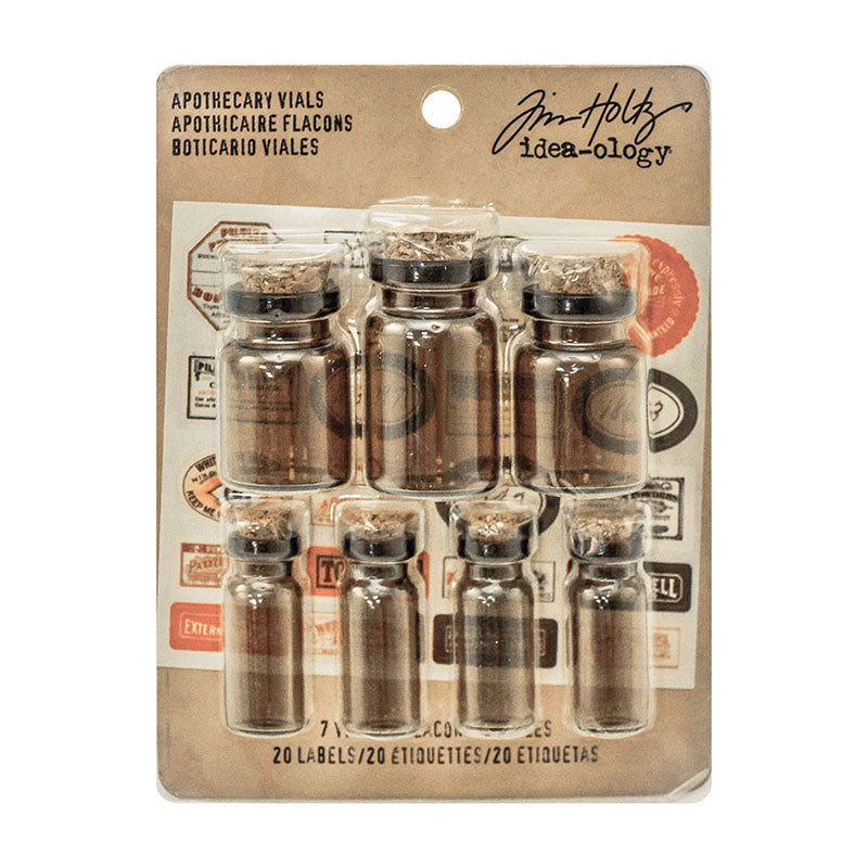 Tim Holtz Idea-Ology Apothecary Corked Vials 7 Pieces